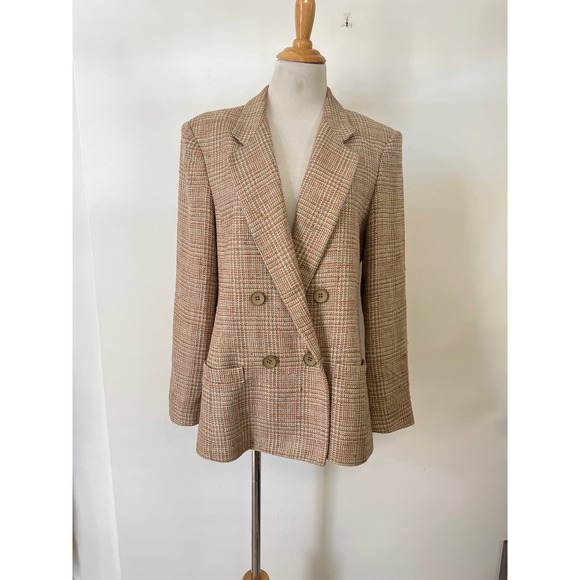 Corriana Apparel Group Suit Galore multicolor glen plaid silk linen blend blazer - Picture 1 of 9